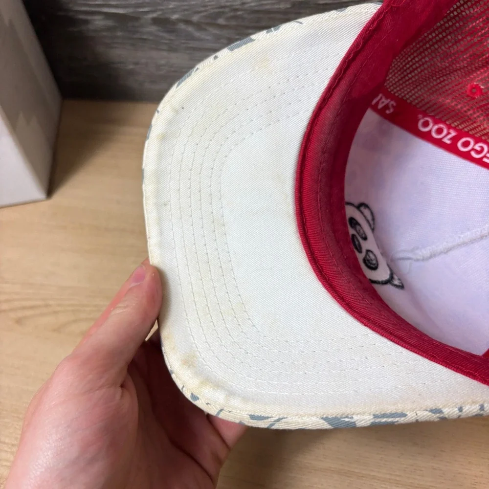 San Diego Zoo Hat Cap Snap Back Gray Red Panda Trucker Adjustable
